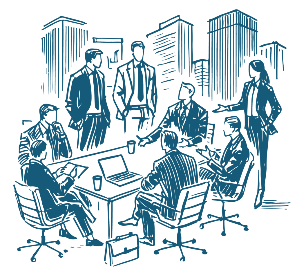 Bild zeigt Grafik eines Businessmeetings