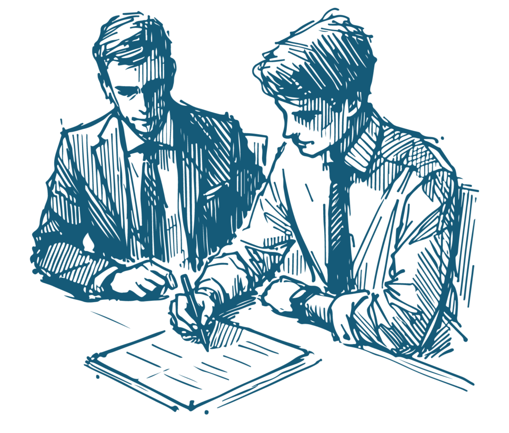 Grafik zeigt das Coaching eines Unternehmers und symbolisiert die Beraterleistung von Koeberle-Schmid in Sachen Coaching in Münster